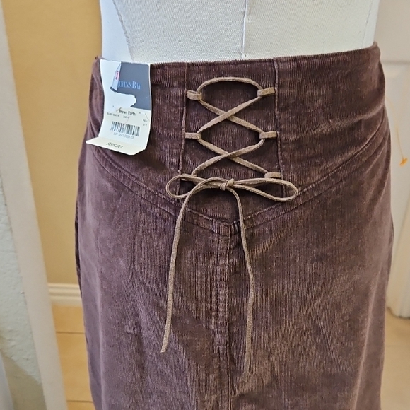 St Johns Bay Brown Corduroy Lace-Up Back Embroidered Maxi Skirt Size 6 - Picture 8 of 14